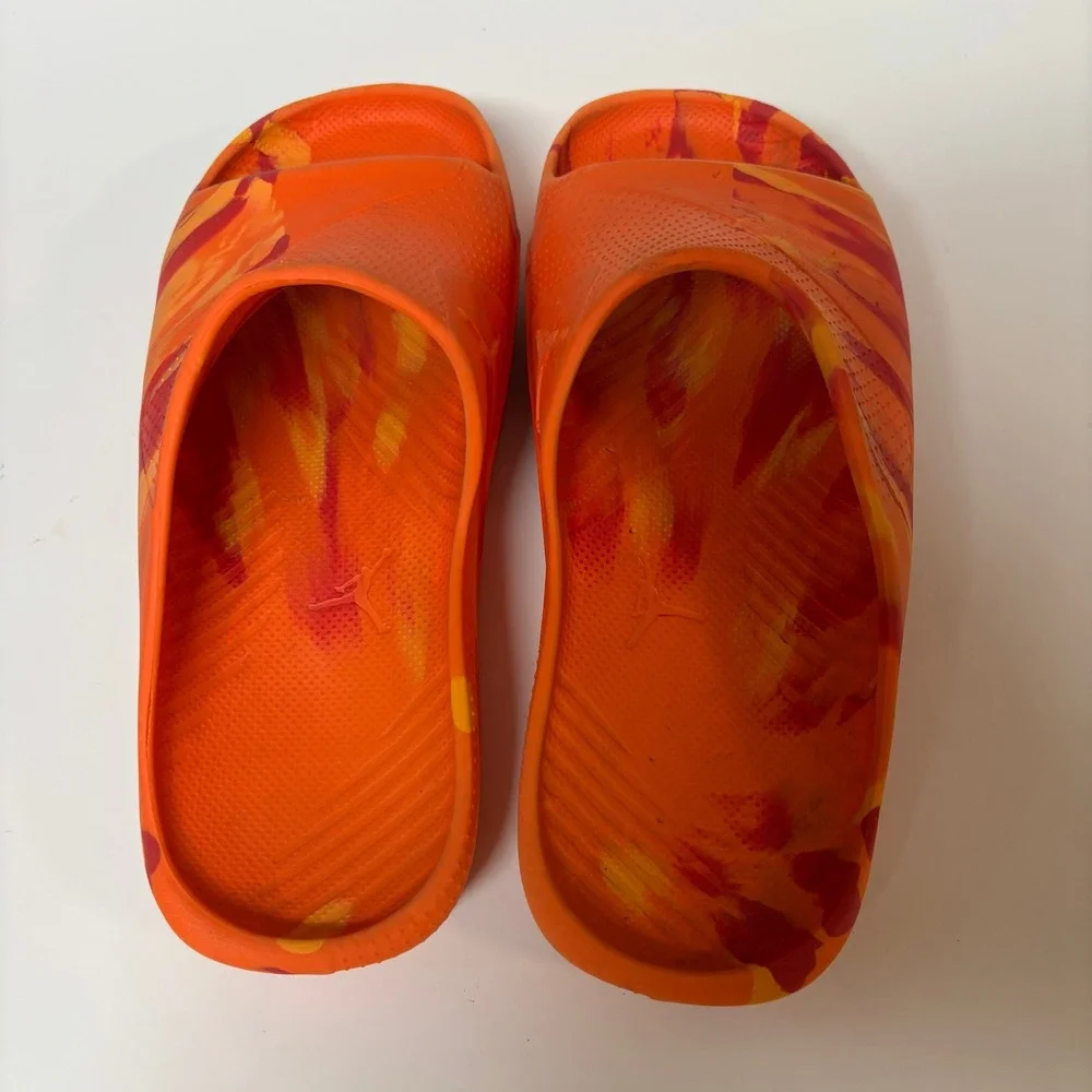 Jordan Play Slides Orange Red Marble Kids Sandals FD1187-800 Size  6.5